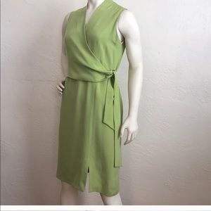 Valerie Stevens Silk chartreuse partial wrap dress